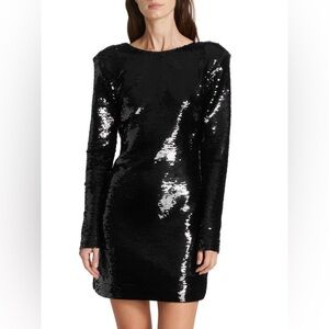 NWT Frame Sequin Mini Dress Open Back long Sleeve